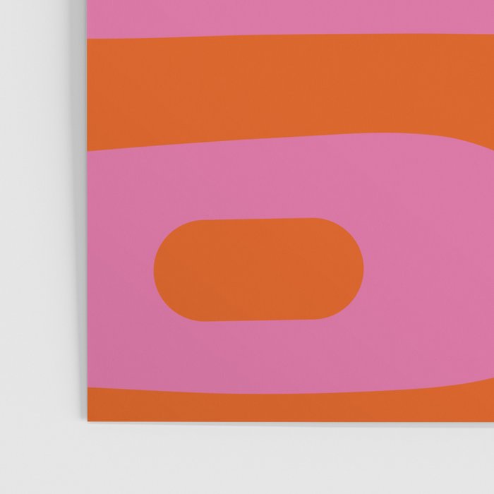 Mid-Century Modern Piquet Minimalist Abstract in Hot Pink and Retro Red Orange Poster Gallery Image 3