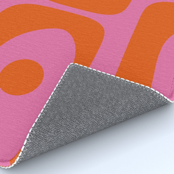 Mid-Century Modern Piquet Minimalist Abstract in Hot Pink and Retro Red Orange Rug Gallery Image 4
