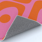 Mid-Century Modern Piquet Minimalist Abstract in Hot Pink and Retro Red Orange Rug Gallery Image 4