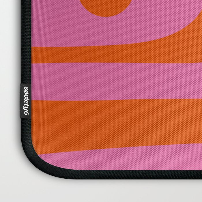 Mid-Century Modern Piquet Minimalist Abstract in Hot Pink and Retro Red Orange Laptop Sleeve Gallery Image 3