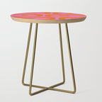 Mid-Century Modern Piquet Minimalist Abstract in Hot Pink and Retro Red Orange Side Table Gallery Image 1