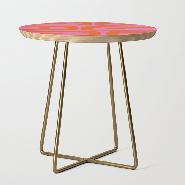 Mid-Century Modern Piquet Minimalist Abstract in Hot Pink and Retro Red Orange Side Table Gallery Image 1