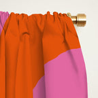 Mid-Century Modern Piquet Minimalist Abstract in Hot Pink and Retro Red Orange Window Curtain Gallery Image 2