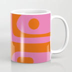 Mid-Century Modern Piquet Minimalist Abstract in Hot Pink and Retro Red Orange Coffee Mug Gallery Image 1