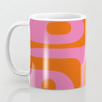 Mid-Century Modern Piquet Minimalist Abstract in Hot Pink and Retro Red Orange Coffee Mug Gallery Image 3