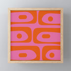 Mid-Century Modern Piquet Minimalist Abstract in Hot Pink and Retro Red Orange Mini Art Print Gallery Image 1