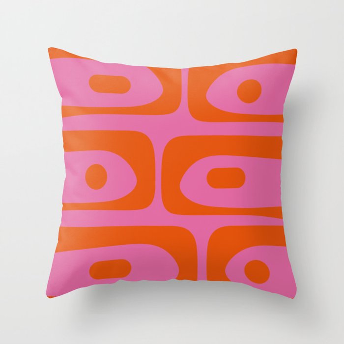 Mid-Century Modern Piquet Minimalist Abstract in Hot Pink and Retro Red Orange Throw Pillow Gallery Image 6