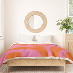 Mid-Century Modern Piquet Minimalist Abstract in Hot Pink and Retro Red Orange Duvet Cover Gallery Image 3