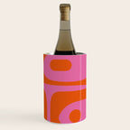 Mid-Century Modern Piquet Minimalist Abstract in Hot Pink and Retro Red Orange Wine Chiller Gallery Image 3