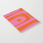 Mid-Century Modern Piquet Minimalist Abstract in Hot Pink and Retro Red Orange Notebook Gallery Image 3