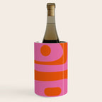 Mid-Century Modern Piquet Minimalist Abstract in Hot Pink and Retro Red Orange Wine Chiller Gallery Image 2