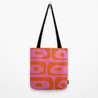 Mid-Century Modern Piquet Minimalist Abstract in Hot Pink and Retro Red Orange Tote Bag Gallery Image 2