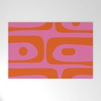 Mid-Century Modern Piquet Minimalist Abstract in Hot Pink and Retro Red Orange Welcome Mat Gallery Image 1