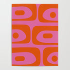 Mid-Century Modern Piquet Minimalist Abstract in Hot Pink and Retro Red Orange Poster Gallery Image 4