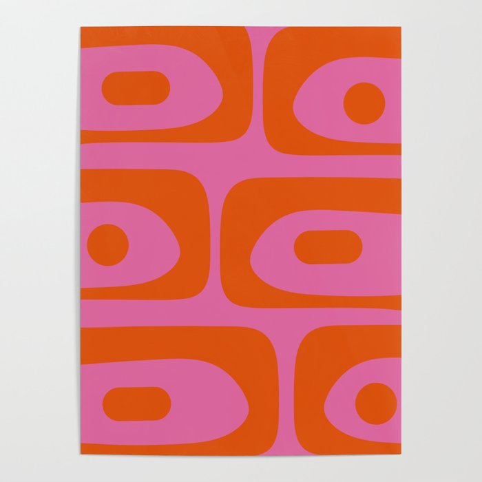Mid-Century Modern Piquet Minimalist Abstract in Hot Pink and Retro Red Orange Poster Gallery Image 4