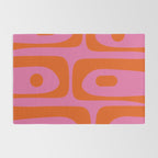 Mid-Century Modern Piquet Minimalist Abstract in Hot Pink and Retro Red Orange Rug Gallery Image 2