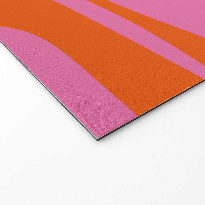 Mid-Century Modern Piquet Minimalist Abstract in Hot Pink and Retro Red Orange Welcome Mat Gallery Image 2