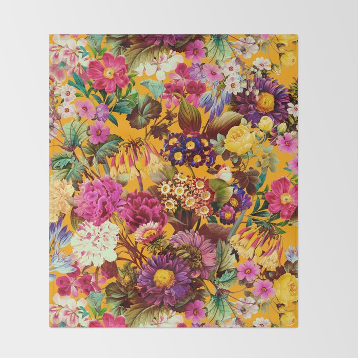 Multicolor Botanical Garden Throw Blanket Gallery Image 2