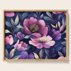 Large Pink Purple Poppies Peonies Flowers Watercolor All Over Serving Tray Gallery Image 1