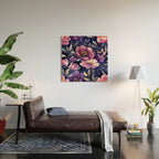 Large Pink Purple Poppies Peonies Flowers Watercolor All Over Wood Wall Art Gallery Image 2