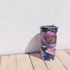 Large Pink Purple Poppies Peonies Flowers Watercolor All Over Travel Mug Gallery Image 4