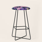Large Pink Purple Poppies Peonies Flowers Watercolor All Over Stool Gallery Image 1