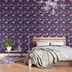 Large Pink Purple Poppies Peonies Flowers Watercolor All Over Wallpaper Gallery Image 3
