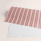 Classic Double Stripes Vertical Stripe Pattern Mocha Pink Wrapping Paper Gallery Image 2