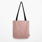 Classic Double Stripes Vertical Stripe Pattern Mocha Pink Tote Bag Gallery Image 2