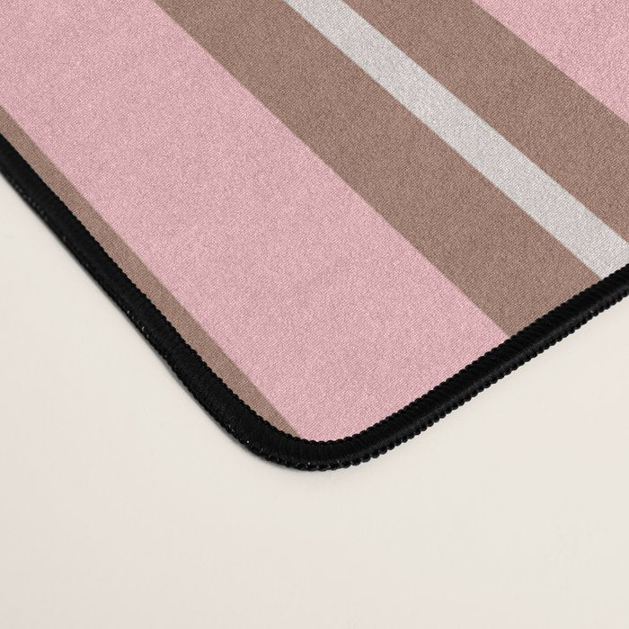 Classic Double Stripes Vertical Stripe Pattern Mocha Pink Desk Mat Gallery Image 4