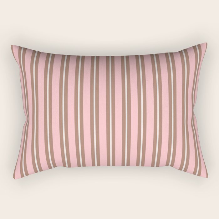 Classic Double Stripes Vertical Stripe Pattern Mocha Pink Rectangular Pillow Gallery Image 2