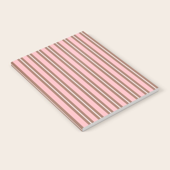 Classic Double Stripes Vertical Stripe Pattern Mocha Pink Notebook Gallery Image 2