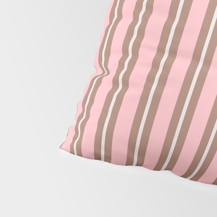 Classic Double Stripes Vertical Stripe Pattern Mocha Pink Pillow Sham Gallery Image 4