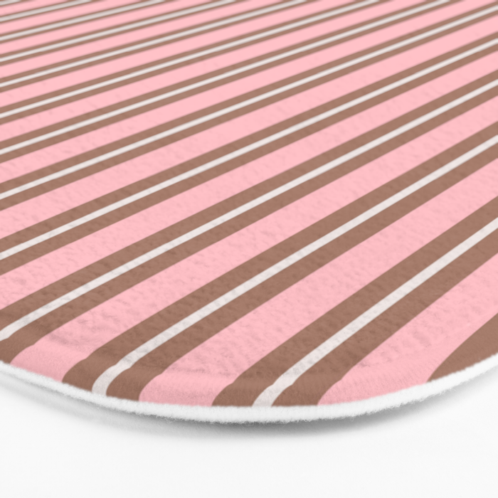 Classic Double Stripes Vertical Stripe Pattern Mocha Pink Bath Mat Gallery Image 3