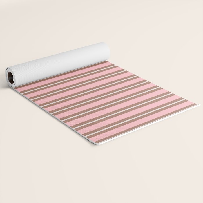 Classic Double Stripes Vertical Stripe Pattern Mocha Pink Yoga Mat Gallery Image 2