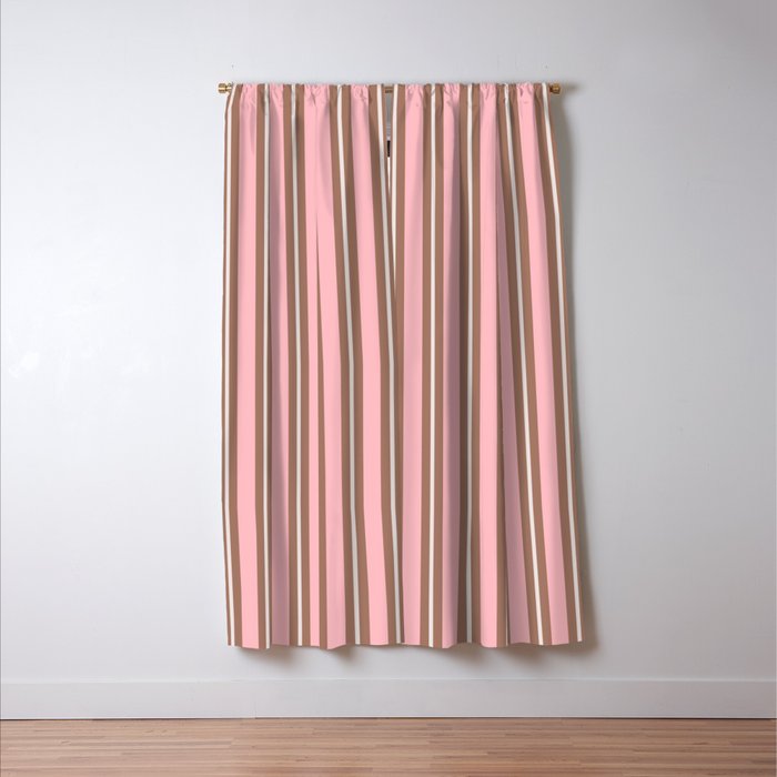 Classic Double Stripes Vertical Stripe Pattern Mocha Pink Window Curtain Gallery Image 3