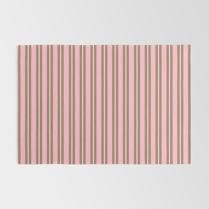 Classic Double Stripes Vertical Stripe Pattern Mocha Pink Rug Gallery Image 2