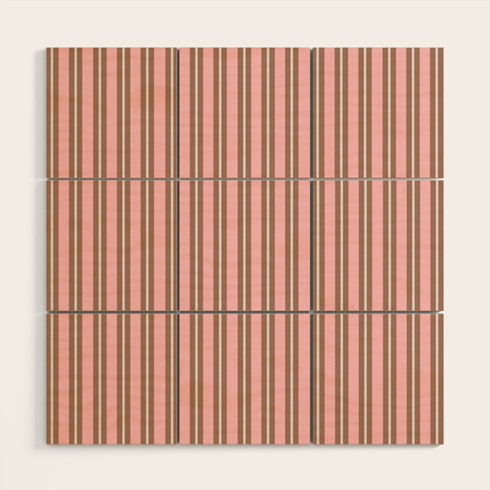 Classic Double Stripes Vertical Stripe Pattern Mocha Pink Wood Wall Art Gallery Image 1