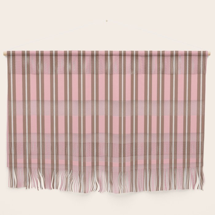 Classic Double Stripes Vertical Stripe Pattern Mocha Pink Wall Hanging Gallery Image 1