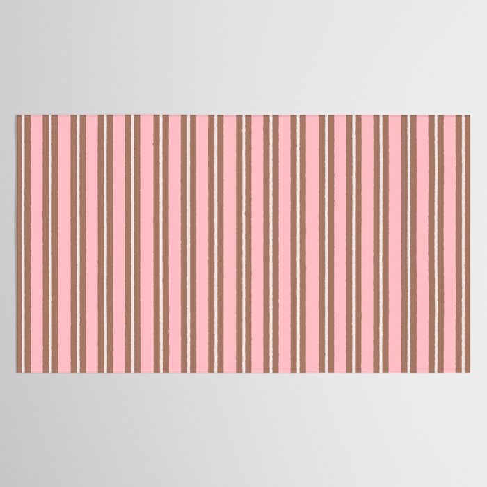 Classic Double Stripes Vertical Stripe Pattern Mocha Pink Tablecloth Gallery Image 2