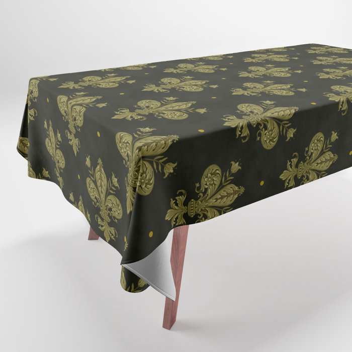 Fleur De Lis In Rich Green Tablecloth Gallery Image 1