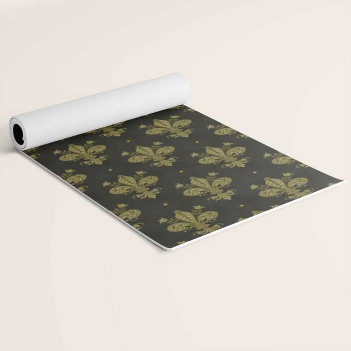 Fleur De Lis In Rich Green Yoga Mat Gallery Image 2