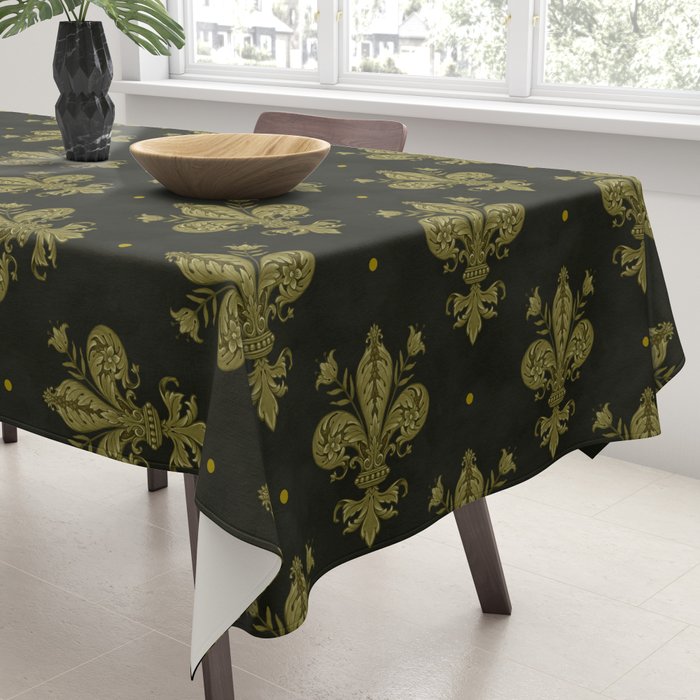 Fleur De Lis In Rich Green Tablecloth Gallery Image 3
