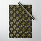 Fleur De Lis In Rich Green Wrapping Paper Gallery Image 1