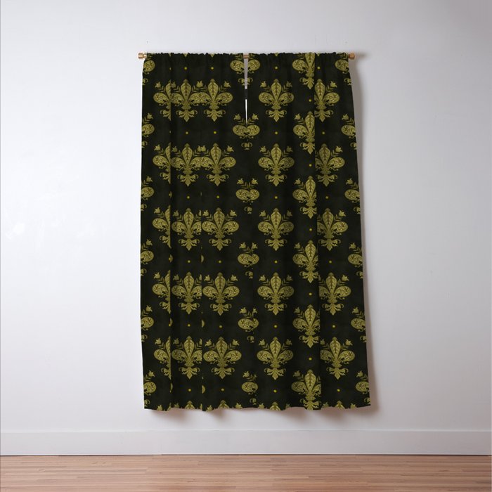 Fleur De Lis In Rich Green Window Curtain Gallery Image 3