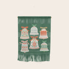 Folk Art Holiday Bells - Forest Green Wall Hanging Gallery Image 1