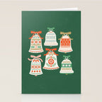 Folk Art Holiday Bells - Forest Green Stationery Card Gallery Image 2