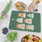 Folk Art Holiday Bells - Forest Green Cutting Board Gallery Image 2