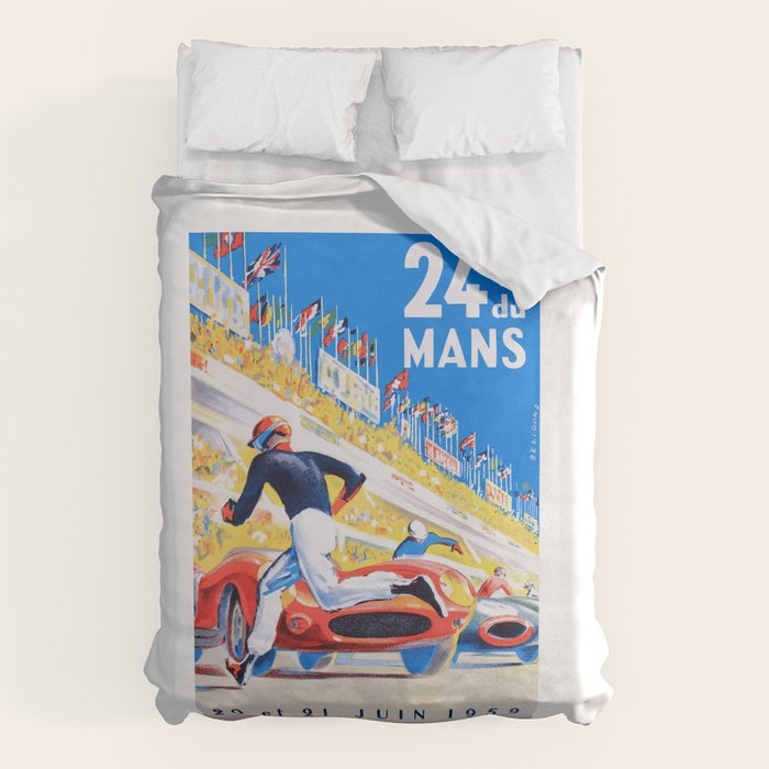 1959 24 Hours of Le Mans Race Poster Duvet Cover Gallery Image 1