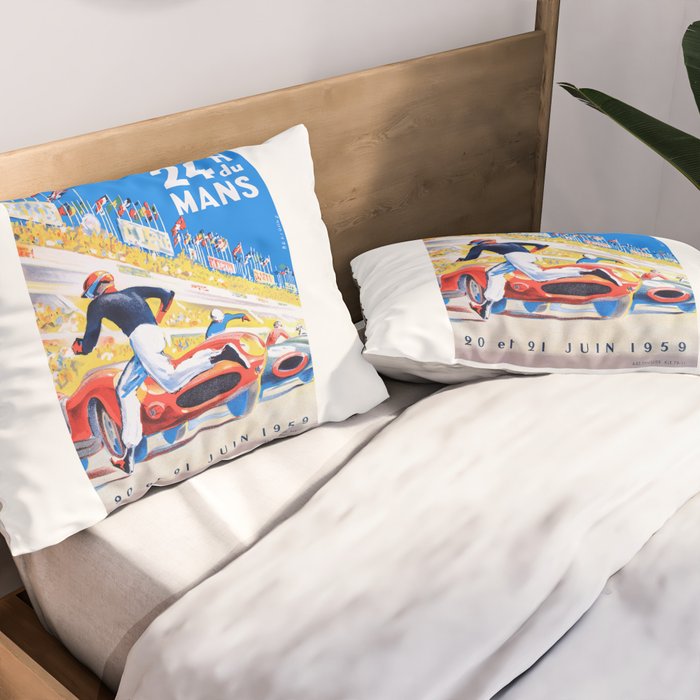 1959 24 Hours of Le Mans Race Poster Pillow Sham Gallery Image 2